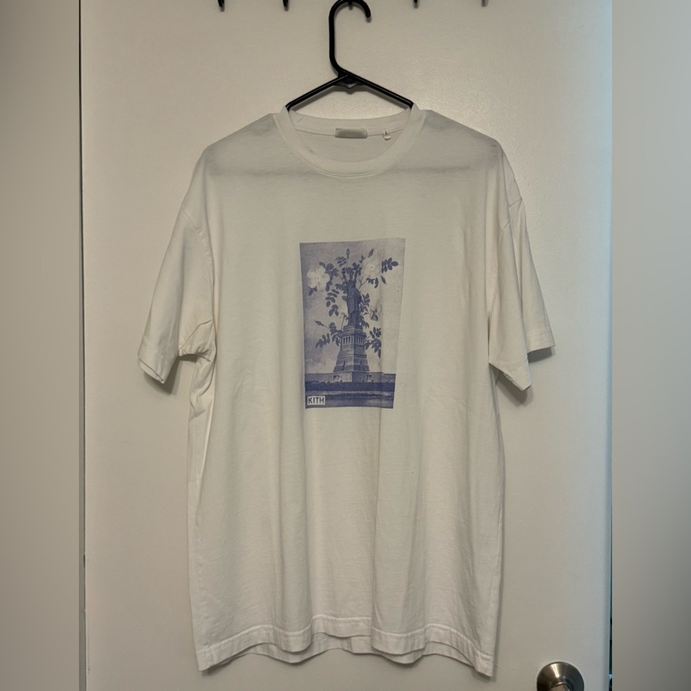 Kith White Tee with Blue Graphic